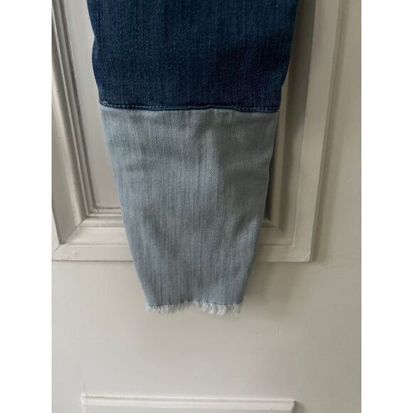Anthro Pilcro and the Letterpress script skinny jeans raw uneven hem with patchw - Picture 3 of 7